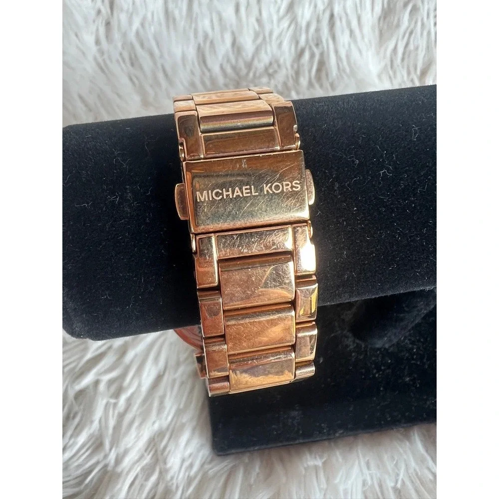 Michael Kors Watch Rose Gold  Black Sparkle Dial Crystal‎ Bezel Needs Battery
